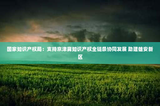 国家知识产权局：支持京津冀知识产权全链条协同发展 助建雄安新区