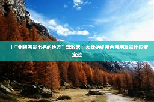 【广州喝茶最出名的地方】李政宏：大陆始终是台商朋友最佳投资宝地