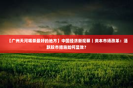 【广州天河喝茶最好的地方】中国经济新观察｜资本市场改革：活跃股市措施如何显效？