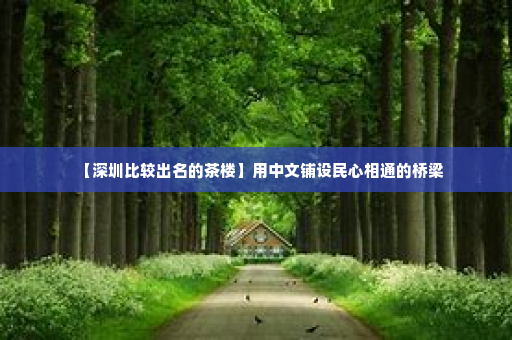 【深圳比较出名的茶楼】用中文铺设民心相通的桥梁